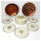 OTAGARI JAPANESE COASTER SET & TWO METAL DISHES