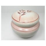HAND-PAINTED PINK LIDDED CERAMIC JAR