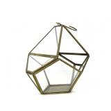 METAL & GLASS MULTIFACETED PLANTER WITH HOOK
