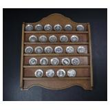 STERLING SILVER FLORAL ALPHABET MINI PLATES 274g