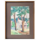 M. HUNT WATERCOLOUR 'SUBURBAN SCENE'