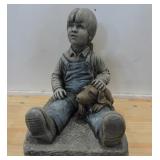 DECORATIVE BOY WITH DOG CONCRETE OUTDOOR DISPLAY