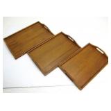 3 STACKING TEAK TRAYS BY 'DOLPHIN'
