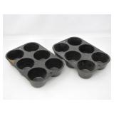 2 LODGE 5P2 CAST IRON MUFFIN TRAYS