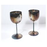 PAIR OF SILVER PLATED WINE GLASSES