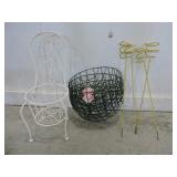 ASSORTED GARDEN WROUGHT IRON PLANTERS, BASKETS
