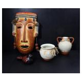 4 CERAMIC FOLK ART ITEMS