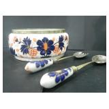 IMARI SALAD BOWL WITH MATCHING SERVING SPOONS