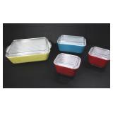 4 PYREX REFRIGERATOR CONTAINERS VARIOUS COLOR/SIZE