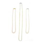THREE FAUX PEARL NECKLACES