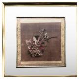 FRAMED TEXTILE FEATURING A FLORAL STILL LIFE