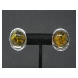 925 SILVER & AMBER EARRINGS 11.32g