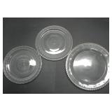 3 ASSORTED PRESSED GLASS PLATES
