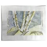 C. KENNEDY BIRCH TREE STUDY 1986 WATERCOLOR