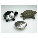 TWO TURTLES FIGURINES & MINI PILL BOX
