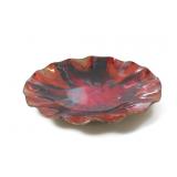 RUFFLED ART GLASS MULTI-COLORED PLATE