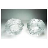 PAIR OF KOSTA BODA SNOWBALL VOTIVES BY ANN WOLFF