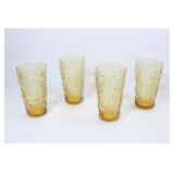 4 ANCHOR HOCKING AMBER CRINKLE GLASSES