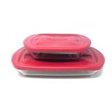 2 ANCHOR HOCKING COMPANY PYREX GLASS DISHES