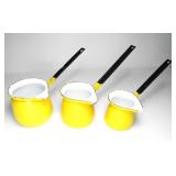 MCM TRIO OF ENAMELED YELLOW & BLACK COFFEE POTS