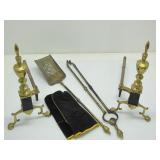 BRASS FIREPLACE ANDIRONS, ACCESSORY ITEMS