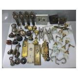 ANTIQUE DOOR HANDLES. PLATES & BRASS CASTORS