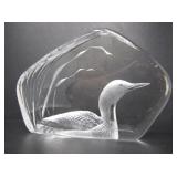 MATS JONASSON SGD LEAD CRYSTAL LOON PAPERWEIGHT