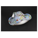 MURANO STYLE ART GLASS TRIANGULAR 'CONFETTI' BOWL
