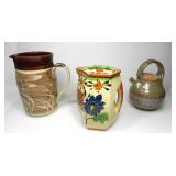 LOT OF 3 CERAMIC PITCHERS