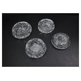 4 CUT GLASS ASHTRAYS