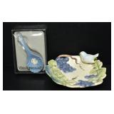 CERAMIC DISH W/ BIRD AND WEDGEWOOD SPOON