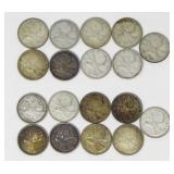 18 RCM .800 & .500 SILVER CIRCULATED QUARTERS 104g