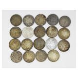 19 RCM .800 SILVER 50-CENT CIRCULATED COINS 220g