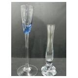 1 LIQUEUR DRINKING GLASS, 1 BUD VASE W/ELEPHANT