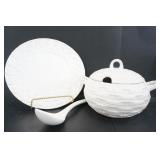 PORCELAIN COVERED TUREEN WITH LADLE