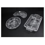 3 CUT GLASS SERVING PLATES