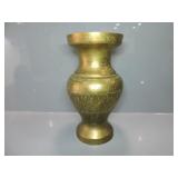 MID CENTURY ENGRAVED BRASS VASE