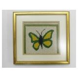 FRAMED CROSS STITCHED BUTTERFLY WALL HANGING