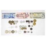 INTERNATIONAL CIRCULATED COINS, 9 SILVER COINS