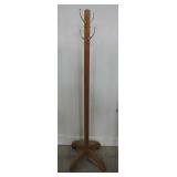 WOODEN COAT TREE WITH BRASS HANGERS