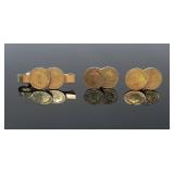 PAIR OF GERMAN PFENNING CUFFLINKS & TIE CLIP