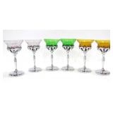 6 FARBER BROTHERS GLASS/CHROME CORDIAL GLASSES