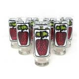 8 LIBBEY STRAWBERRY DRINKING GLASSES