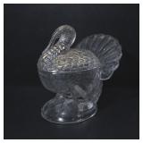 LE SMITH 'TOM TURKEY' GLASS LIDDED CANDY DISH
