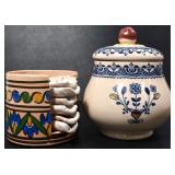 JOHNSON BROTHERS SUGAR BOWL & CERAMIC PLATES