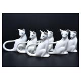 6 BONE CHINA CAT FIGURINE NAPKIN HOLDERS