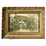 THATCHED COTTAGE IN VILLAGE OF HARVINGTON PRINT