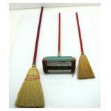 BISSEL'S LITTLE QUEEN SWEEPER,2 WOODEN HAND BROOMS