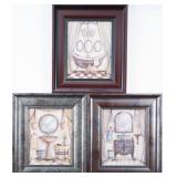 LOT OF THREE KATE MILTON MCROSTICE WASHROOM PRINTS