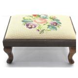 NEEDLEPOINT FOOTSTOOL WITH REMOVABLE CUSHION